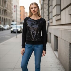 Sparkle Black Sequins Sweater Size M
New